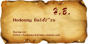 Hodossy Balázs névjegykártya